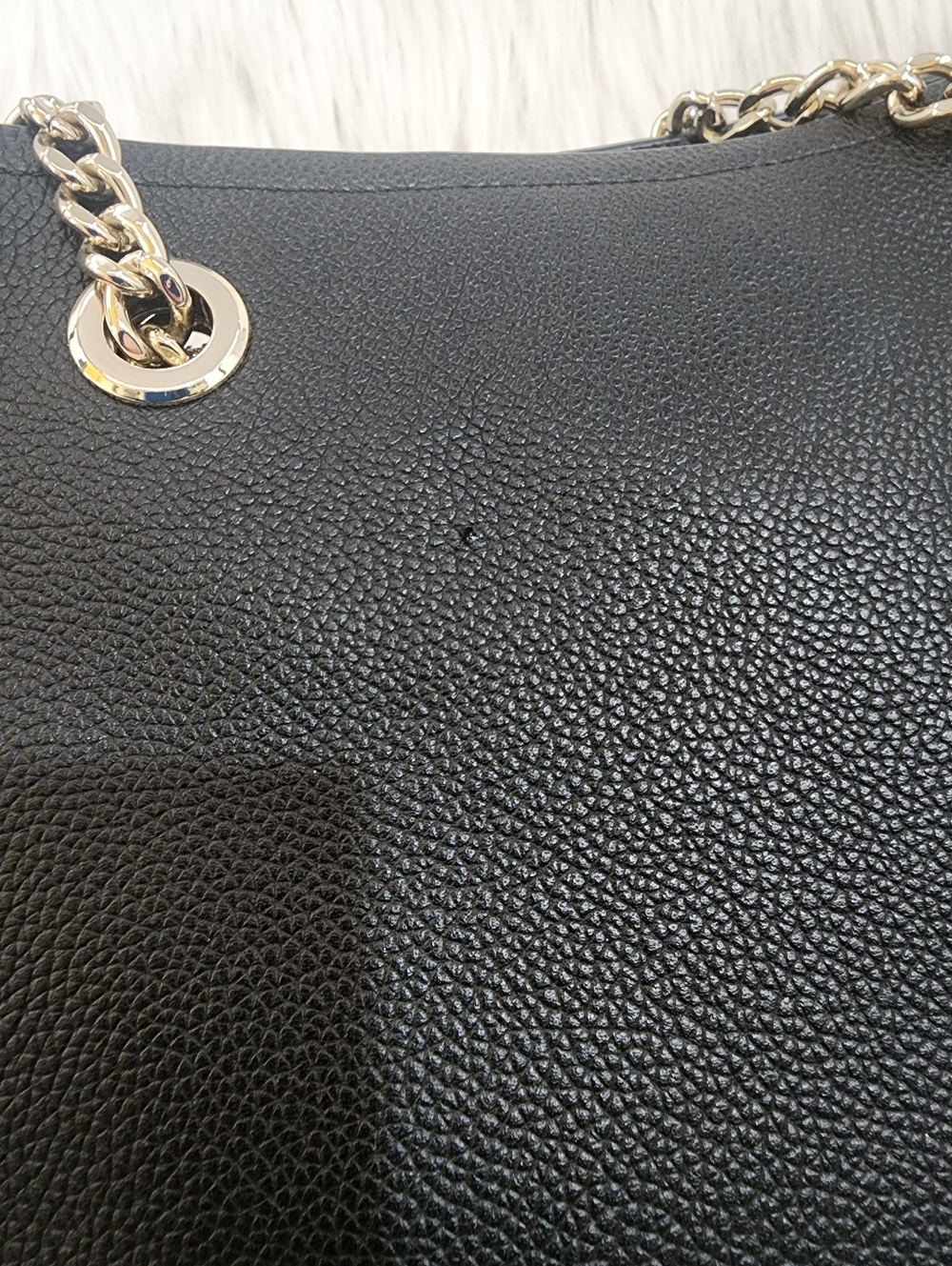 Kate Spade Black Leather Shoulder Bag w/ Half Metal Chain Straps "Jordyn" Bag - Picture 5 of 16